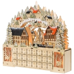 HOMCOM Wooden Christmas Advent Calendar with 24 Fillable Countdown Drawers and LED Lights, Battery Operated, Reusable