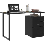 HOMCOM 47" Computer Desk with Drawers, Modern Writing Desk with Storage File Drawers for Home Office, Study, Black