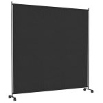 Outsunny Indoor Room Divider with Castor Wheels, Rolling Privacy Screen for Home Office Bedroom, 6ft Tall