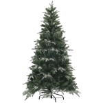 HOMCOM 6ft Flocked Christmas Tree, Artificial Christmas Tree with 850 Branch Tips, Metal Base, Automatic Open, Green