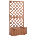 Outsunny Wooden Raised Garden Bed with Trellis, 59" Outdoor Planter Box with Drainage Holes, Planter Raised Bed for Climbing Vine Plants Flowers, Orange