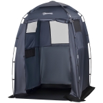 Outsunny 60" x 60" x 82" Shower Tent Extra Wide Changing Room Privacy Portable Camping Shelters with Windows & Floor Mat, Dark Blue