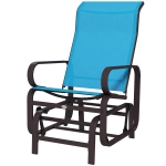 Outsunny Patio Glider with Breathable Mesh Fabric, Outdoor Glider Chair, Garden Rocking Gliding Seat for Patio, Yard, Porch, Brown/Blue