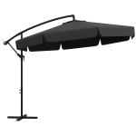 Outsunny 11 FT Cantilever Patio Umbrella Offset Parasol with Cross Base and 8 Ribs for Garden, Black