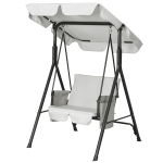 Outsunny 1-Seat Outdoor Porch Swing Patio Swing with Adjustable Canopy, Removable Seat and Back Cushion for Garden, Poolside