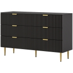 HOMCOM Modern Chest of Drawers 6 Drawer Dresser for Bedroom with Gold Legs and Handles, Black