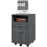 Vinsetto Small Filing Cabinet with 2 Drawers, Lockable Home Office Storage Cabinets on Wheels for A4, Letter Size, Grey