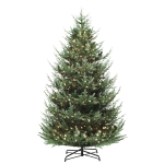 HOMCOM 9 ft Artificial Christmas Tree, Prelit Christmas Tree with 300 LED Lights, 1939 Branch Tips and Wide Metal Base, Green