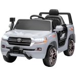 Qaba 12V Toyota LAND CRUISER Licensed Kids Car w/ Remote Control, Four Wheel Spring Suspension, Soft Start, LED Light, Grey