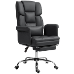 HOMCOM Executive Office Chair with Footrest and Lumbar Support, PU Leather Desk Chair, Ergonomic, Reclining and Swivel, Black