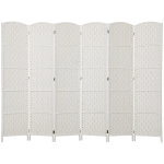 HOMCOM Room Divider, 6 Panel Folding Privacy Screen, 6FT Tall Portable Weave Partition Wall Divider for Bedroom, White