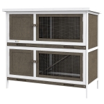 PawHut Wooden Bunny Hutch with Ramp, Indoor/Outdoor, Brown