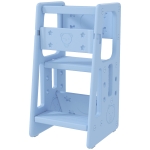 Outsunny Kids Step Stool Adjustable Standing Platform Light Blue