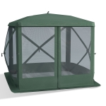 Outsunny Pop-Up Tent, Foldable Screen Tent with Carry Bag, Zippered Door and Ground Stakes, Fits 3-4 People, Green
