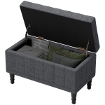 HOMCOM Storage Ottoman, Linen Fabric End of Bed Bench with Button Tufted Storage Bench for Bedroom, Grey