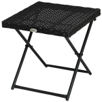 Outsunny Patio Wicker Coffee Table, Outdoor PE Rattan Garden Folding Side Table, 15.75"x15.75"x15.75", Black
