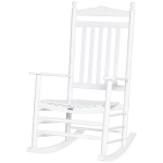 Outsunny Wooden Outdoor Rocking Chair, Patio Rocking Chair with Slatted High Back and Armrests for Porch, Garden, Lawn, White