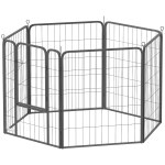 PawHut 6 Panels Heavy Duty Dog Playpen Outdoor Indoor with Door & Strap, 31.5" Height Portable & Foldable Pet Playpen
