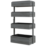 Outsunny Outdoor Wooden Vertical Garden Planter, 4 Tier Planter Box, Self-Draining for Flowers, Vegetables, Herbs, Gray