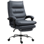 Vinsetto Microfibre Massage Office Chair, Heated Reclining Chair with Footrest, Double-tier Padding, Swivel Wheels, Dark Gray