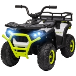 Qaba 12V Kids ATV, 4 Wheeler Quad w/ 4 Spring Suspension Wheels, LED Lights, Music USB, Green