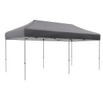 Outsunny 10' x 20' Pop Up Canopy Tent, Outdoor Easy up Tent with 3-Level Adjustable Height, Wheeled Carry Bag, Gray