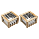 Outsunny Raised Garden Beds Set of 2, Metal and Wood Combined Planter Box, for Growing Flowers, Herbs and Vegetables