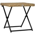 Outsunny Patio Wicker Coffee Table, Outdoor PE Rattan Garden Folding Side Table, 15.75"x15.75"x15.75", Nature Wood