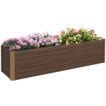 Outsunny 8x2x2ft Galvanized Raised Garden Bed Kit with Safety Edging for Flowers, Herbs and Vegetables, Dark Brown