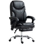Vinsetto 6 Point Vibration Massage Office Chair, PU Leather Heated Reclining Computer Chair with Footrest, Black