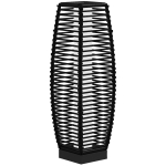Outsunny Solar Floor Lamp, Outdoor Rattan Garden Lantern Pathway Light & Decorative Driveway Lighting with Auto On/Off LED Lights for Porch, Yard, Lawn, Courtyard, Deck, Black