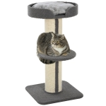 PawHut Cat Tree Kitty Tower with Sisal Mat Scratching Post, Cat Bed, Cushion, Perch, 18" x 18" x 36", Grey
