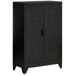 HOMCOM Industrial Storage Cabinet, Steel Garage Cabinet with Double Doors and Adjustable Shelves, Black