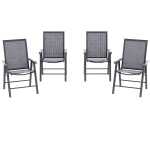 Outsunny 4-Piece Folding Chair Set for Relaxing on Patio Balcony Garden, Comfortable Outdoor Furniture with Armrests, Dark Grey
