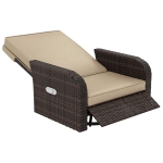 Outsunny Wicker Swivel Chair w/ Cushion, Patio Recliner Chair, Khaki