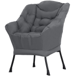 HOMCOM Modern Accent Chair, Armchair with Side Pockets and Solid Steel Legs, Comfy Reading Chair for Living Room, Bedroom, Grey