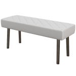 HOMCOM End of Bed Ottoman Bench, 39.4" Faux Leather Upholstered Entryway Bench with Metal Legs and Padded Seat, Gray