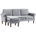 HOMCOM L Shape Sofa, Modern Sectional Couch with Changeable Chaise Lounge, Wooden Legs, Corner Sofa for Living Room, Grey