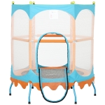Qaba Trampoline for Kids, 4.6FT Mini Toddler Trampoline Indoor Outdoor w/ Safety Enclosure Net, Orange
