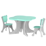 Qaba 3 Piece Kids Table and Chairs Set for 3-6 Years Old, Light Blue