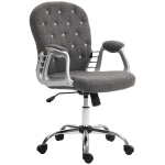 Vinsetto Button Tufted Desk Chair, Home Office Chair with Padded Armrests, Adjustable Height and Swivel Wheels, Dark Gray