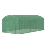 Outsunny 19.5' x 10' x 7.5' Walk-in Tunnel Greenhouse with 3 Roll-Up Doors and Large Mesh Windows, Outdoor Green House, Plant Hot House Tent with Galvanized Steel Frame, Green