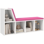 HOMCOM Multi-Purpose Bookshelf with 5 Cubes, 5-Cubby Bookcase with Cushioned Reading Nook and Storage Shelves, Pink