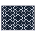 Outsunny Reversible Outdoor Rug, 9' x 12' Waterproof Plastic Straw Floor Mat, Portable RV Camping Carpet, Large Floor Mat for Backyard, Deck, Picnic, Beach, Blue & White