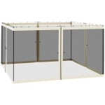 Outsunny Replacement Mesh Sidewall Netting for 12' x 12' Gazebos and Canopy Tents with Zippers, (Sidewall Only) Cream
