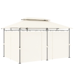 Outsunny 10' x 13' Double Roof Patio Gazebo, Outdoor Gazebo with Curtains, for Garden, Lawn, Backyard and Deck, Cream White