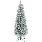 HOMCOM 6ft Pencil Christmas Tree, Flocked Tree with 479 Branch Tips and Metal Base for Home, Indoor, Holiday