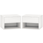 HOMCOM Floating Nightstand Set of 2, Wall Mounted Bedside Table with Drawer for Bedroom, White