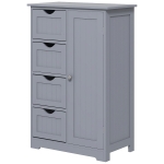kleankin Bathroom Storage Cabinet, Floor Cabinet with Adjustable Shelf and 4 Drawers, Side Cabinet for Washroom, Grey