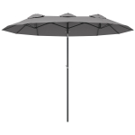 Outsunny Double Sided Patio Umbrella, 9.7' Large Outdoor Market Umbrella with Push Button Tilt and Crank, 3 Air Vents and 12 Ribs, for Garden, Deck, Pool, Gray